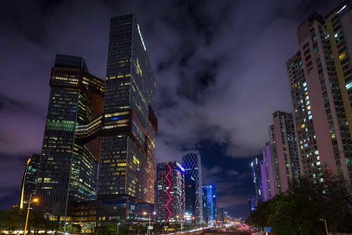 高清城市腾讯大厦城市高楼延时摄影