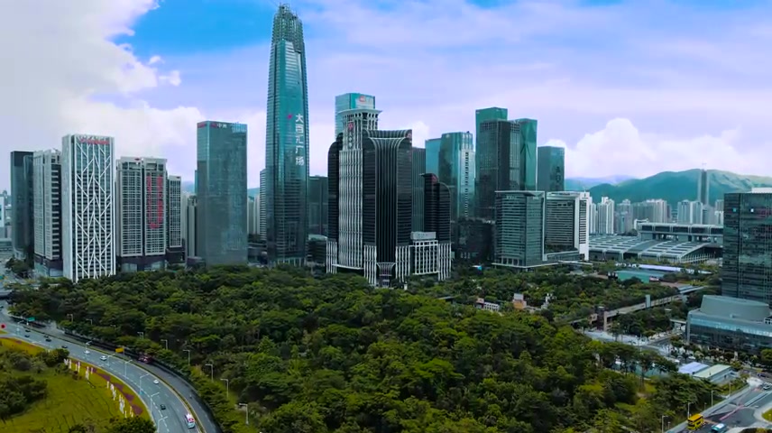 高清航拍深圳福田区城市建筑群