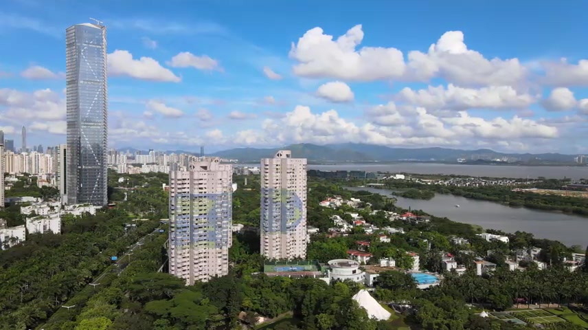 高清航拍深圳华侨城湿地公园风景
