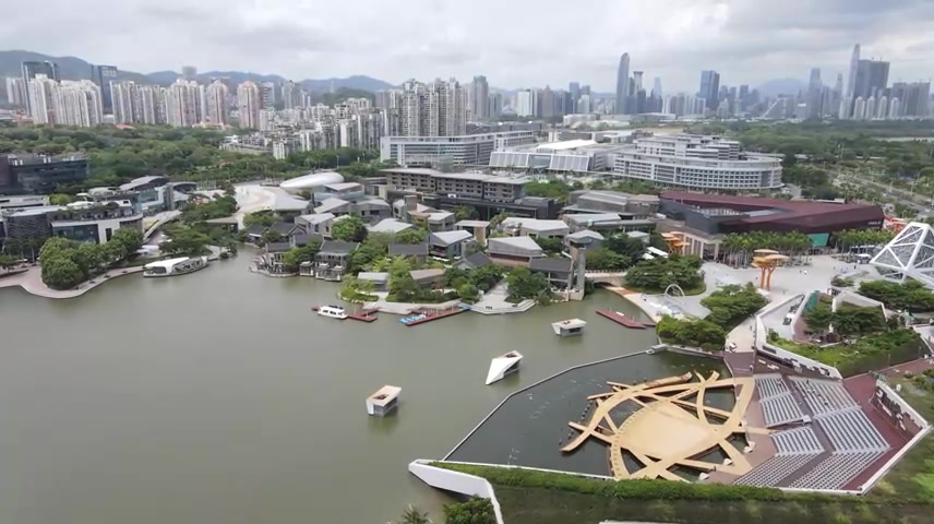 高清航拍香港大学深圳医院城市建筑