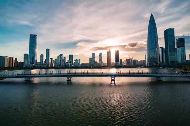 高清深圳人才公园全景夕阳