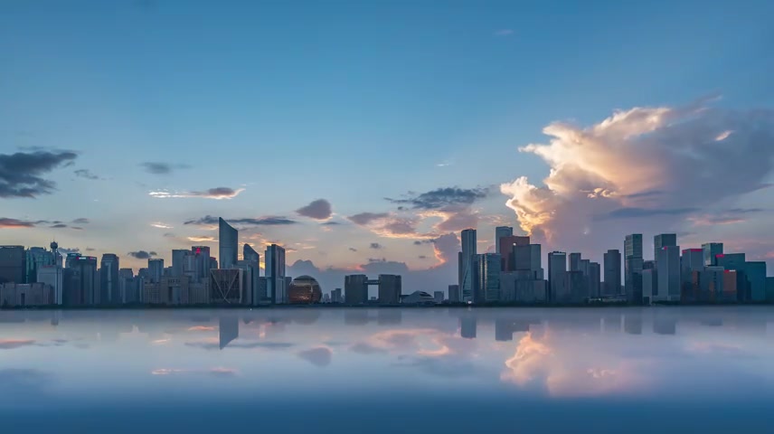 杭州钱江新城日转夜延时摄影