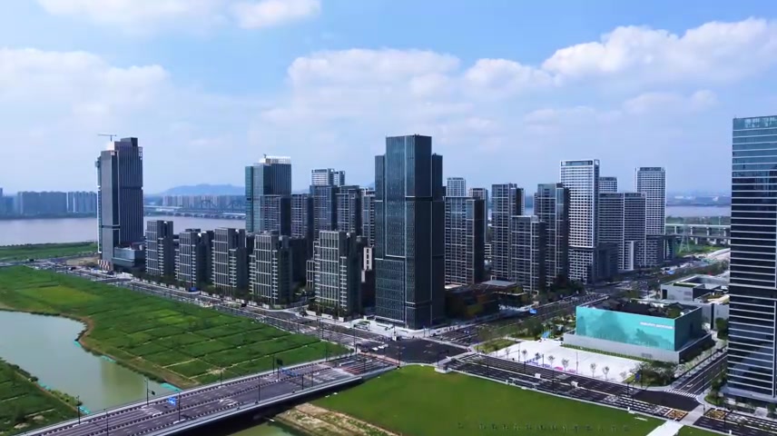 航拍杭州亚运村.