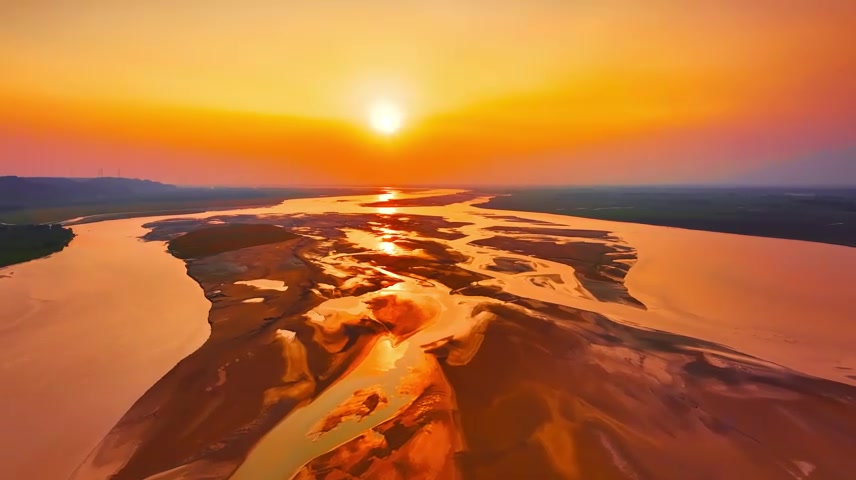河南郑州黄河日出