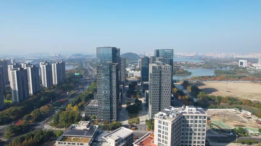 航拍吴兴区总部自由港
