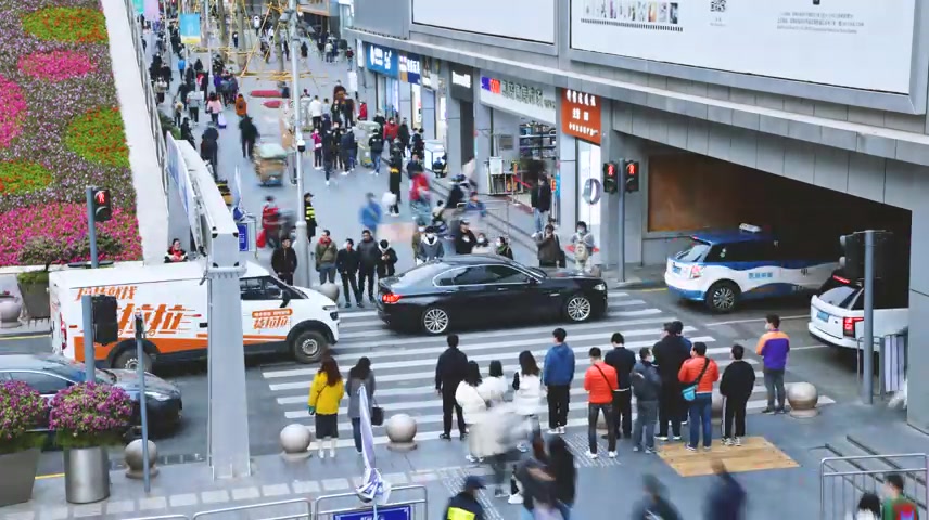 华强北商业街街景人流延时摄影