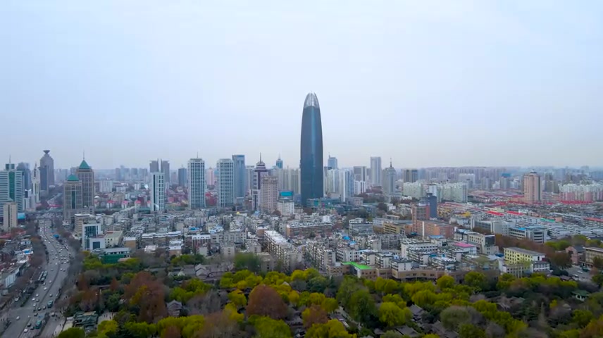 济南航拍济南城市地标建筑