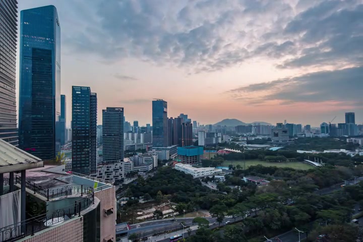 深圳白转夜城市日落延时摄影
