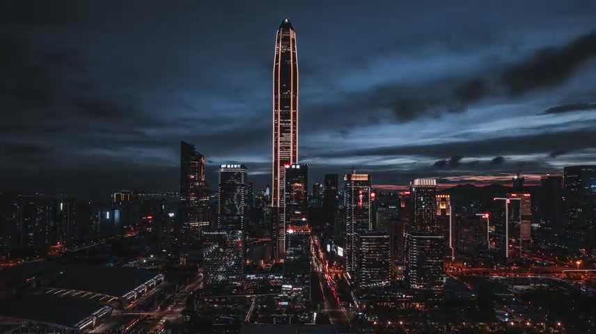 深圳城市商务区日落延时摄影