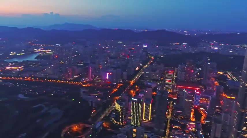 深圳城市天际线航拍夜景.