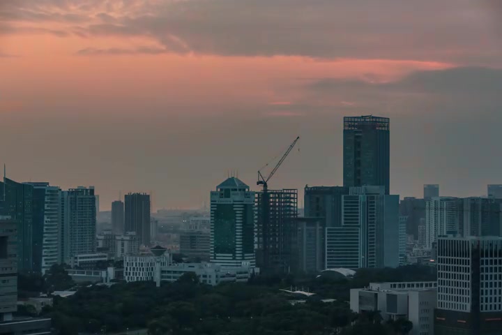 深圳冬日城市日落延时白转夜延时摄影