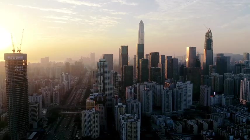 深圳福田区城市风光航拍