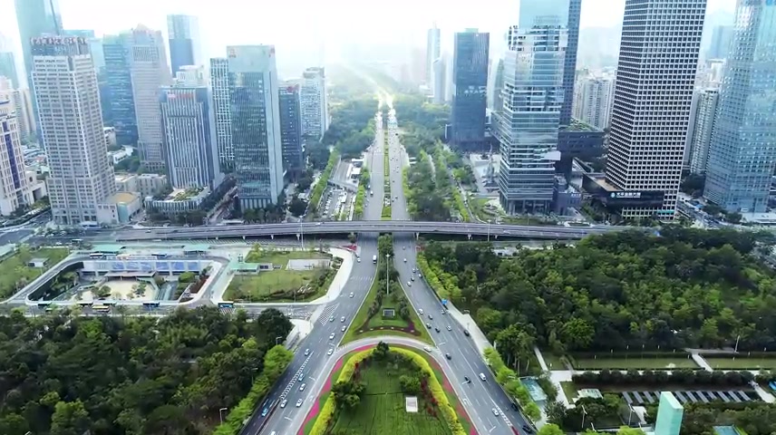 深圳福田区深南大道航拍