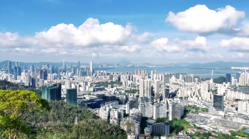 深圳南山城市楼群风景延时