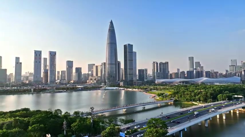 深圳人才公园晨曦全景航拍.