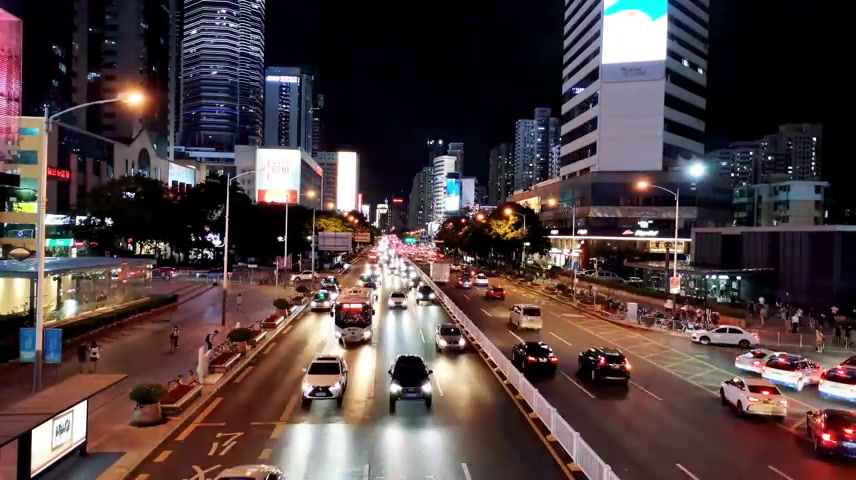 深圳夜景城市公路交通车流延时