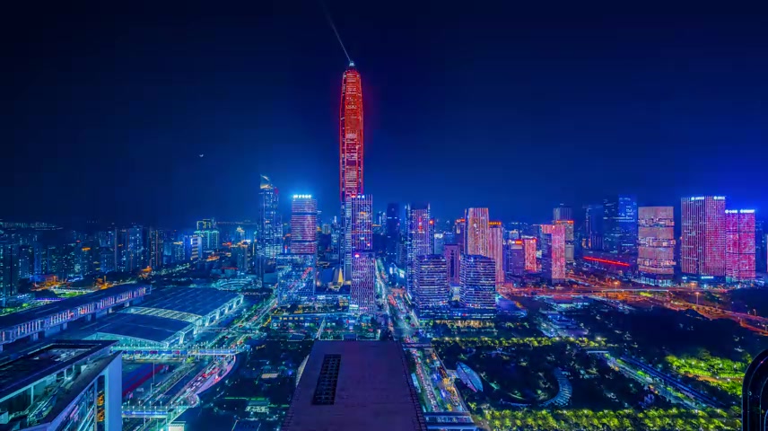 深圳夜景平安大厦灯光秀延时