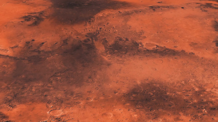 火星是一颗红色星球。火星表面和大气中的灰.