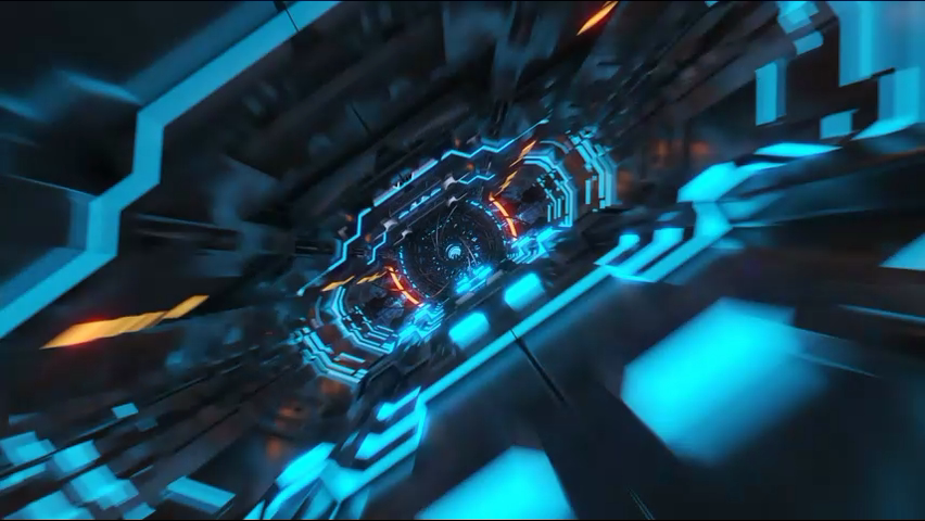 高科技管道通道隧道穿梭转场透明通道素材.