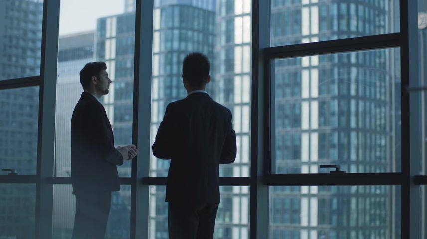 与外国商人窗前交流商务沟通交流交谈.