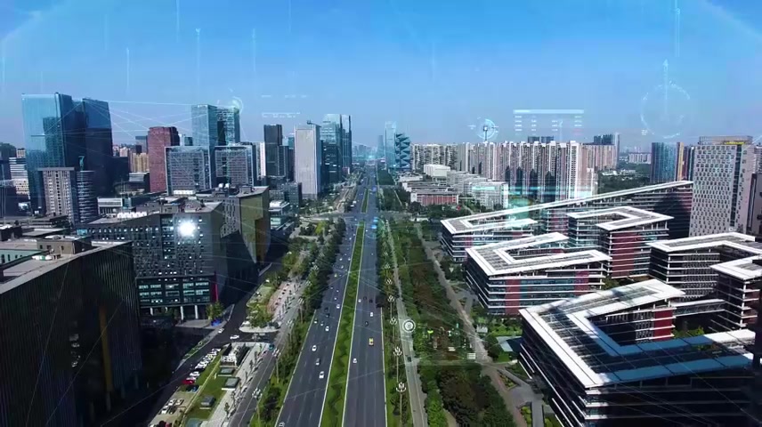 科技通信数字成都合成航拍