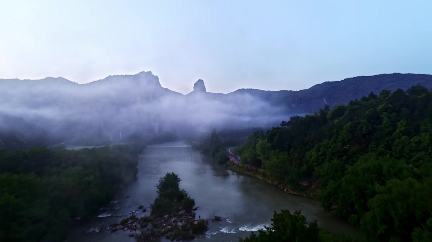 航拍丽水缙云仙都日出云山