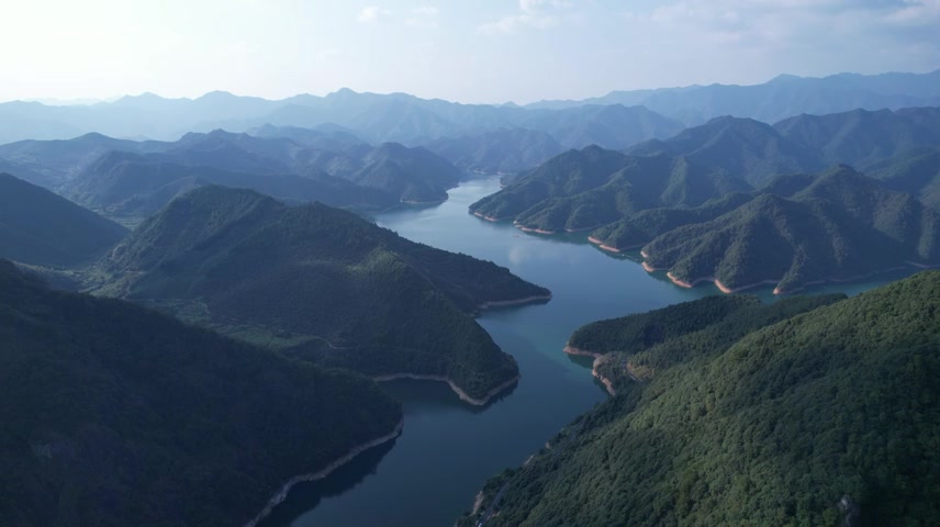 浙江衢州海岛水库风景航拍（企业授权）.