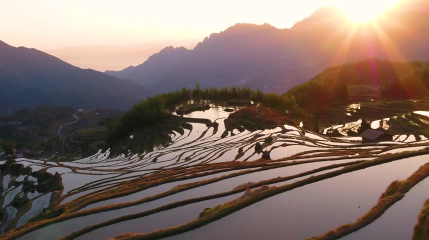 浙江丽水云和梯田航拍