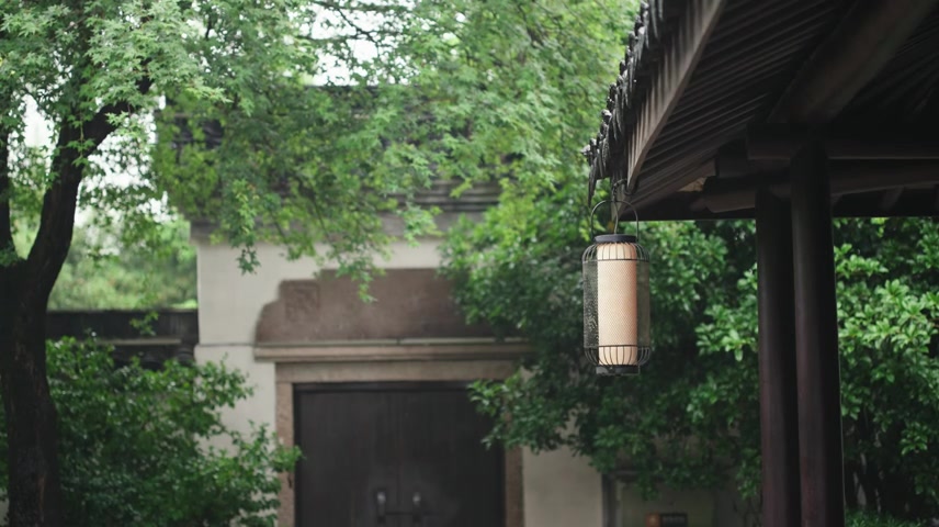 实拍江南园林苏式庭院建筑细节空镜.