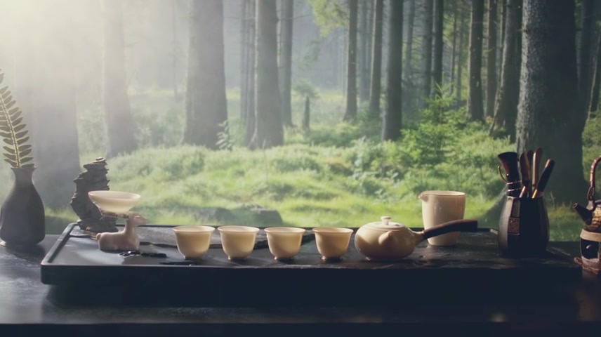 古风茶道文人森林意境喝茶
