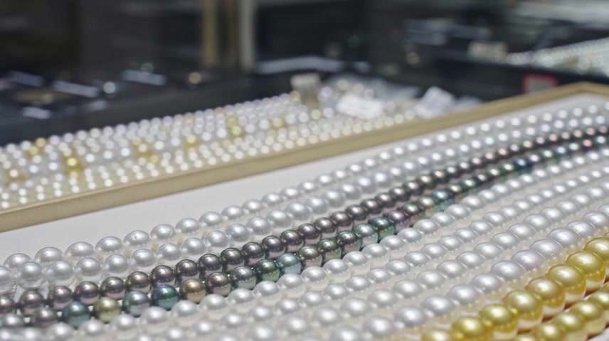 （简介有合集）高档珍珠项链珠宝店珍珠柜台